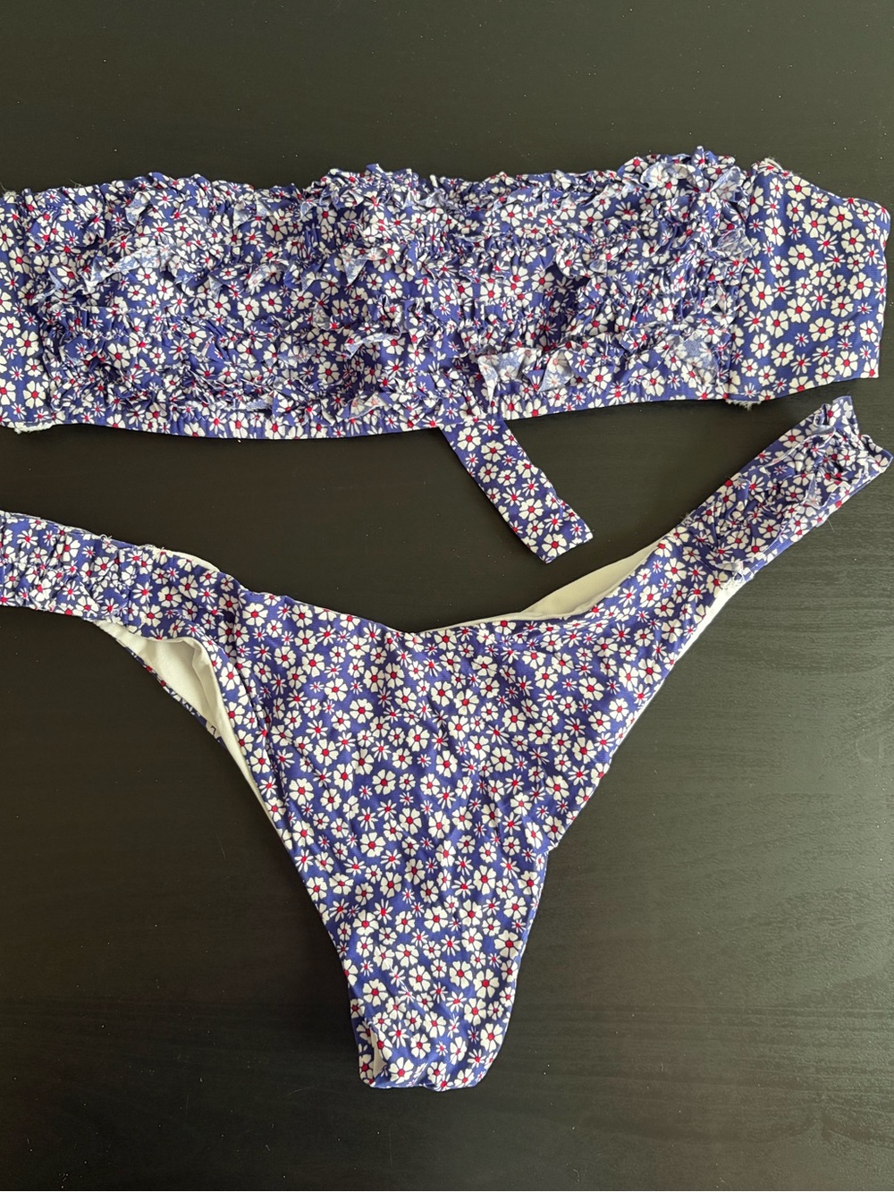 Floral Bandeau Bikini Set in Purple - Women's Two-Piece Swimwear